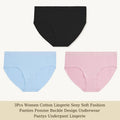 3Pcs Women Cotton Lingerie Sexy Soft Fashion Panties Femme Buckle Design Underwear Pantys Underpant Lingerie Lace Intimates S-XL