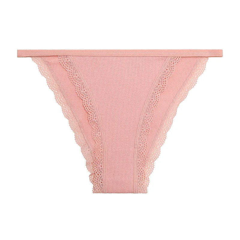 Women‘s Cotton Panties Low Waist Lace Briefs M-XL Comfortable Underwear Ladies Solid Color Underpants Girls Breathable Panty New