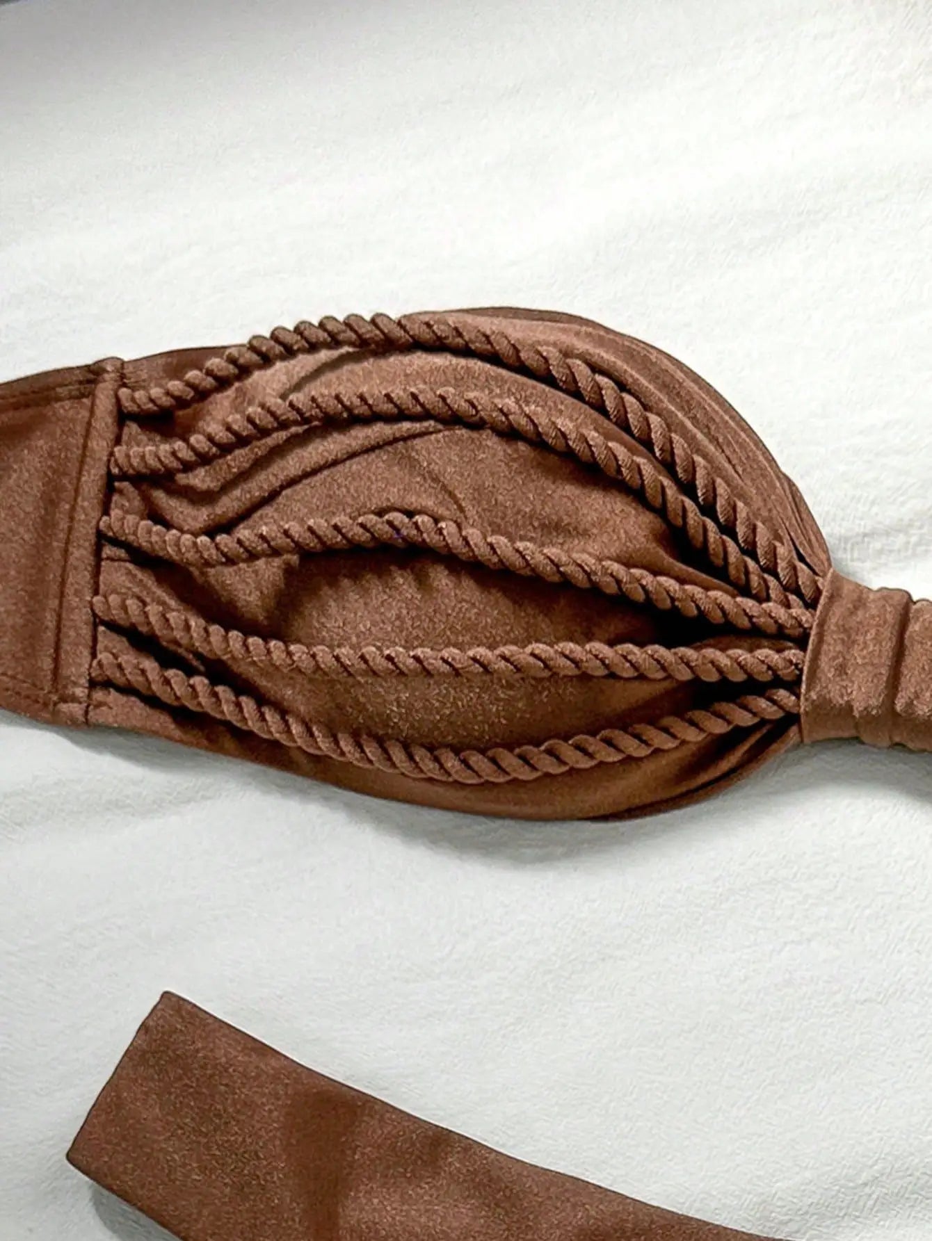 Sexy Bandeau Bikini 2026 Women Coffee Braiding Rope Pleate Tie Push Up High Waist Swimsuit Beach Holiday Bathing Suit Swimwear