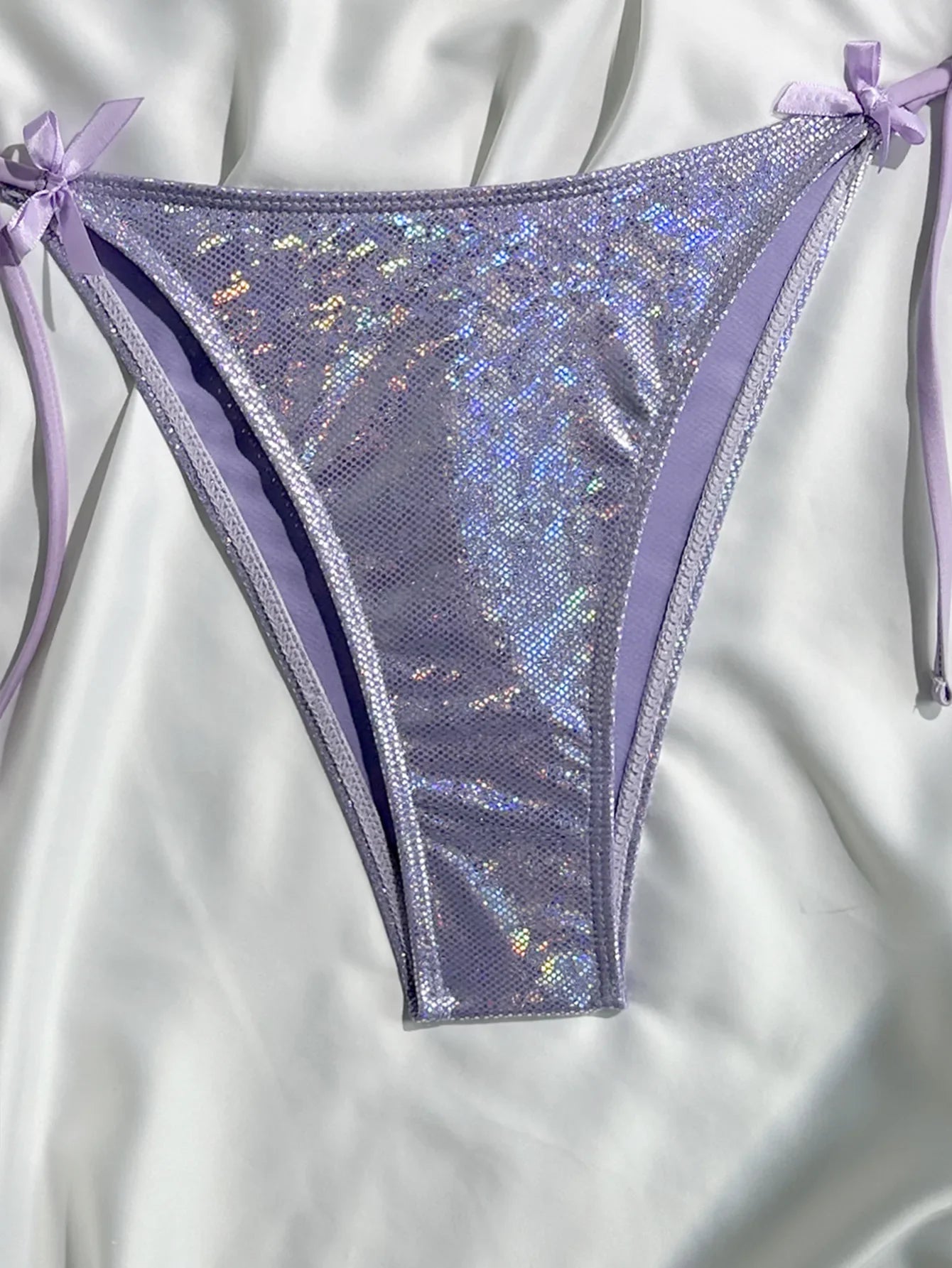 Shiny Pink Bikini 2025 Women Sexy Brozing Tie Bow Strap Push Up Micro Swimsuit Brazilian Bathing Suit Tie Side Triangle Swimwear