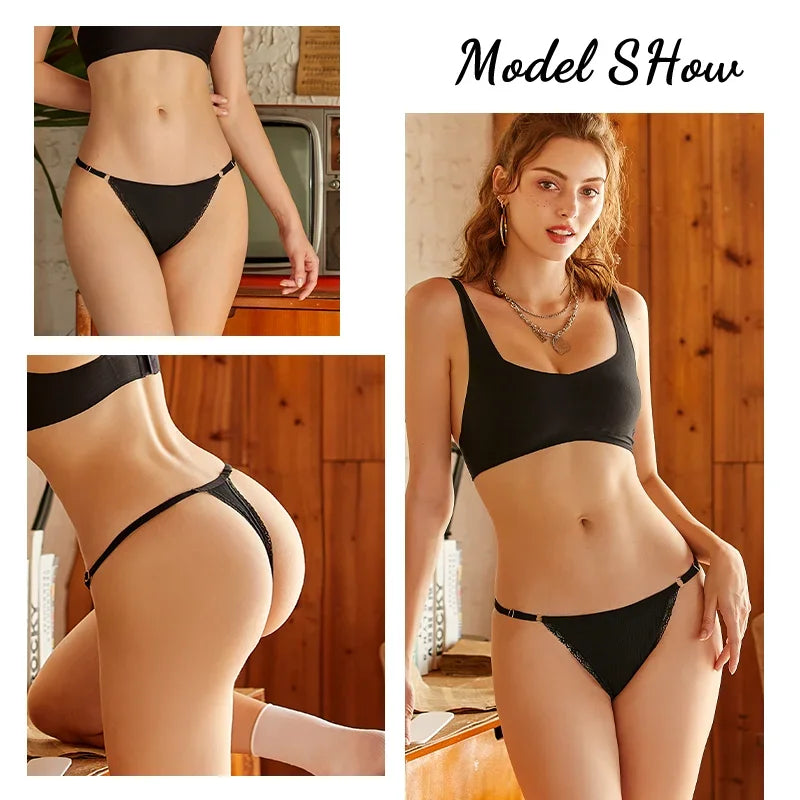 5PCS Women Cotton Panties Sexy Adjustable Waist G-String Women's Underwear T-Back Lingerie Femme Underpants Briefs Thong Female