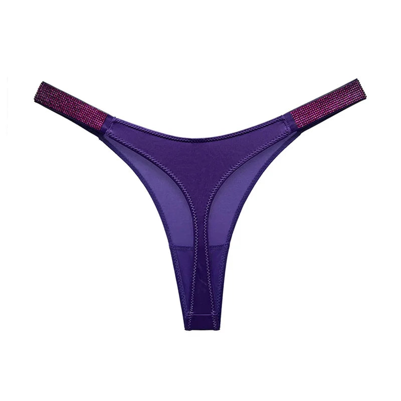 Letter Sexy Panties Women Thongs Rhinestones Diamonds G-string Sports Thong Low Waist Shorts Briefs T-back Fitness S-XL