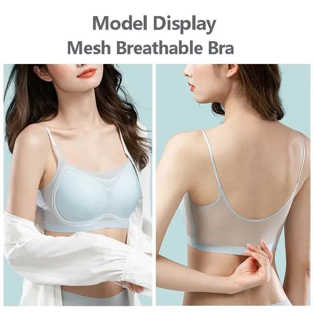 Summer Ice Silk Seamless Ultra-thin Ice Silk Bra Lifting Bra M-4XL Women's Sports Bra Wireless Underwear Air Cooling Brassier
