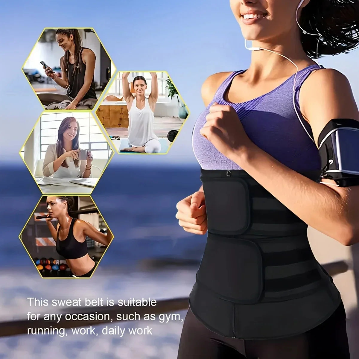 Women's Waist Trainer, Waist Tightening Bodywear Zipper Shapewear Belt, Slimming Fitness Black Shapewear