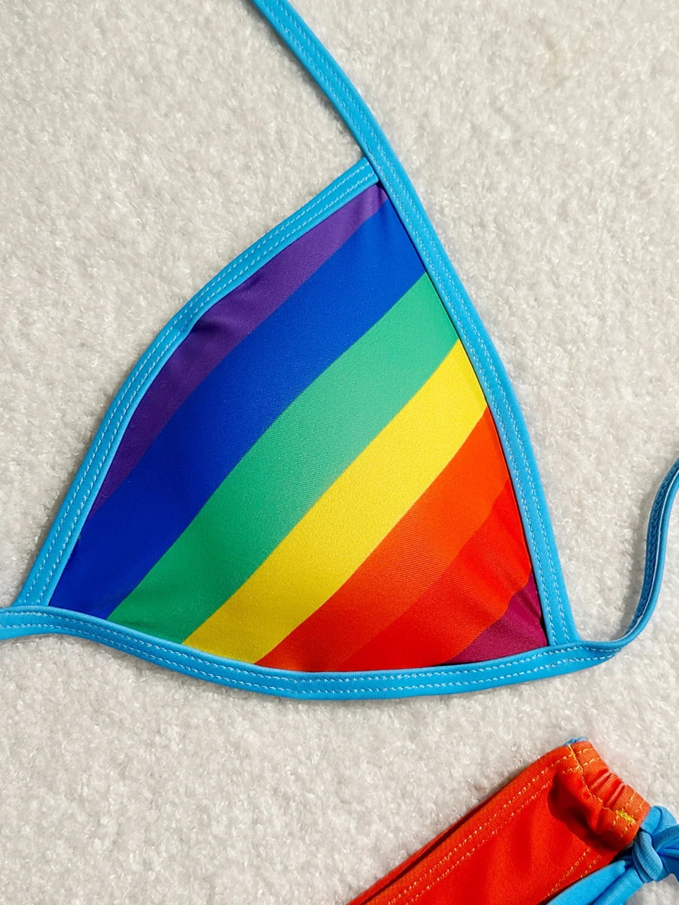 Women's Rainbow Color Bikini Set Sexy Beach Vacation Backless 2 Piece Swimsuit 2024 Summer Bathing Suit Bra Push Up Swimwear