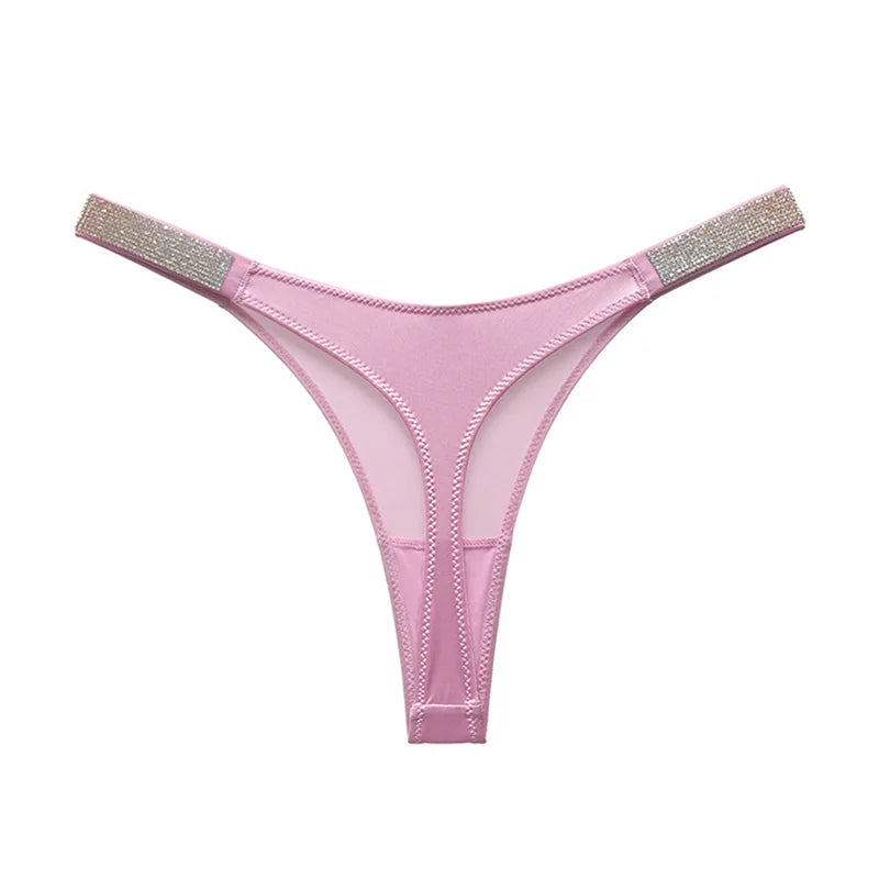 Letter Sexy Panties Women Thongs Rhinestones Diamonds G-string Sports Thong Low Waist Shorts Briefs T-back Fitness S-XL