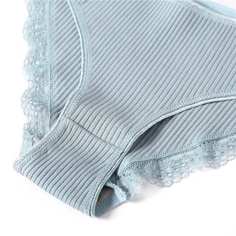 3Pcs/set Women's Cotton Panties M-2XL Trendy Patchwork Lace Underwear Female Low Waist Briefs Ladies Comfortable Underpants 2023