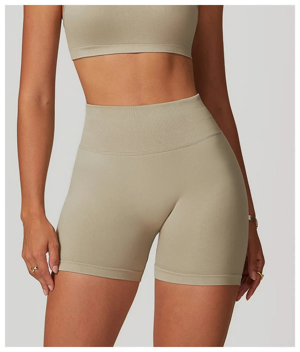 High Waist Shorts Seamless Yoga Shorts Workout Fitness Lift Peach Butt Fitness Tight Gym Running Body Shaper Pants Ribbed Shorts