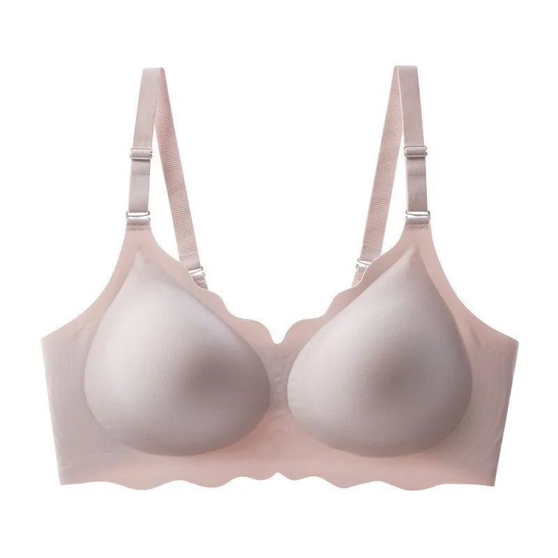 Women's Wave Jelly Seamless Bra 3/4 Cup Thin Molded Wire-Free Supportive Bra with Push-Up Comfort Solid Color Underwear Sostén
