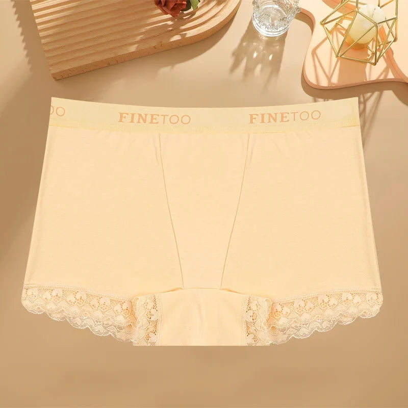 Women's Cotton Lace Boyshorts Sexy Letter Belt Breathable Boxer Panties High Waist Stretch Briefs Comfortable Sport Shorts S-XXL