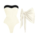 2Pcs Black White Swimsuit 2026 Bandeau Biquini Women Sexy Bikini Push Up Swimwear Female Patchwork Dress Bathing Suits Beachwear