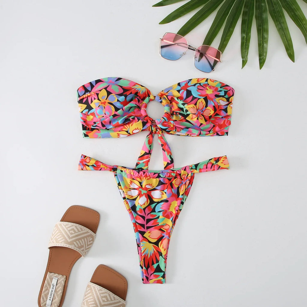 2026 Micro Bikini Women Swimwear Bandeau Swimsuit Woman Female Biquini Thong Bikinis Set Floral Brazilian Bathing Suit Beachwear