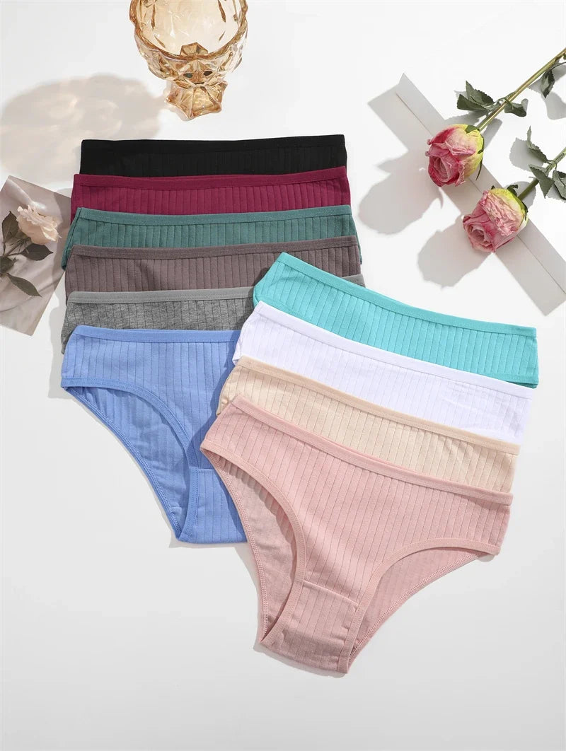 3PCS Women's Cotton Briefs Panties Female Sexy Low Waist Underwear M-XL Breathable Panty Girls Comfortable Intimates Lingerie