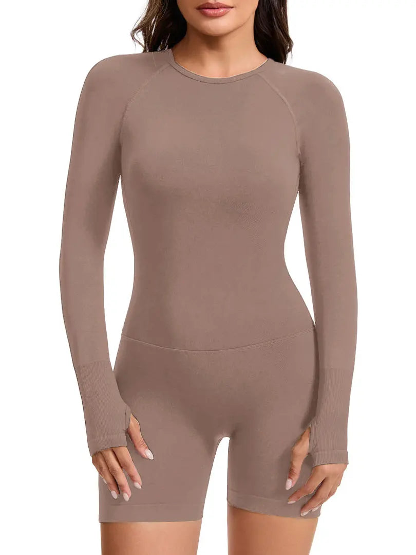 NCLAGEN Impact Long Sleeve One Piece Gym Clothes Women Yoga Playsuit Fitness Workout Jumpsuit Backless Set Siamese Sportswear