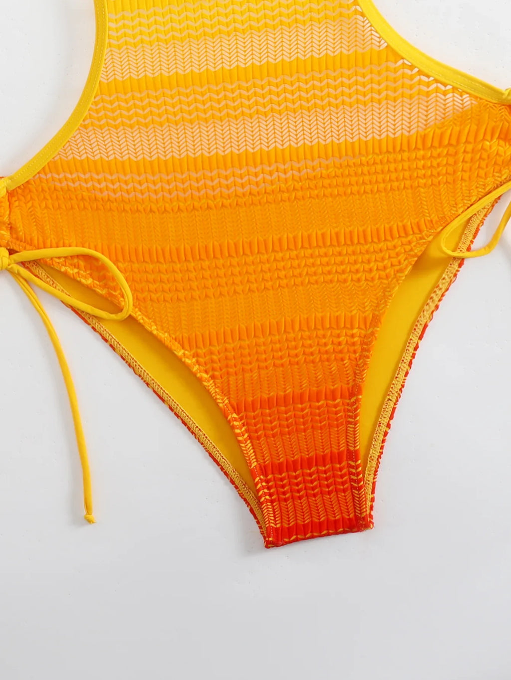Sexy Orange Gradient Swimsuit Women Hollow Out Backless Lace One Piece Swimwear 2025 Beach Bathing Suit Drawstring Side Monokini