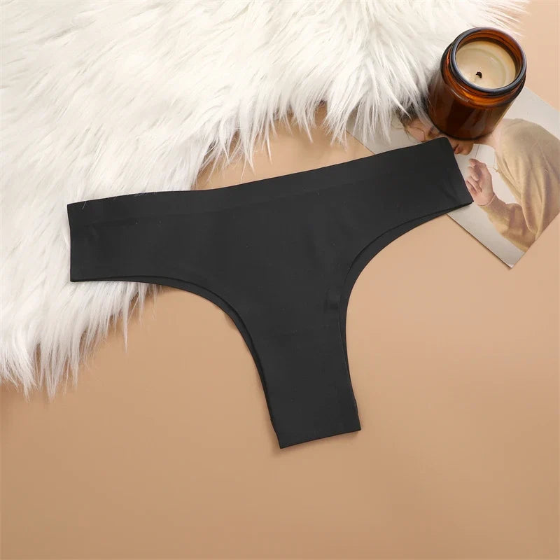 5PCS Seamless Maillard Panties Ultra-thin Brazilian panties Women Ice Silk Underwear Sexy Panty Low Waist G-string Female Solid
