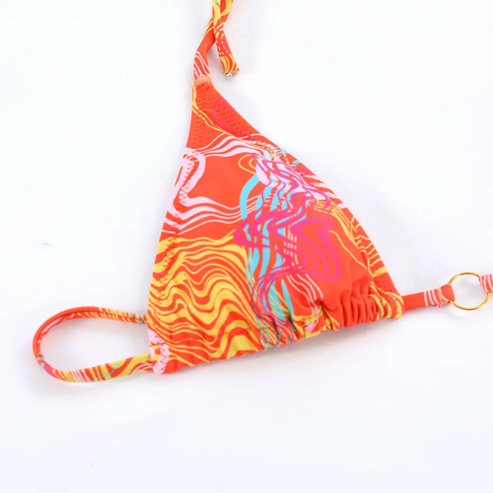 2026 Sexy Bikinis Micro Thongs Swimsuit Women Bathing Suit Rings Biquini Bandage Beachwear Print Swimwear Bikini Sets With Chain