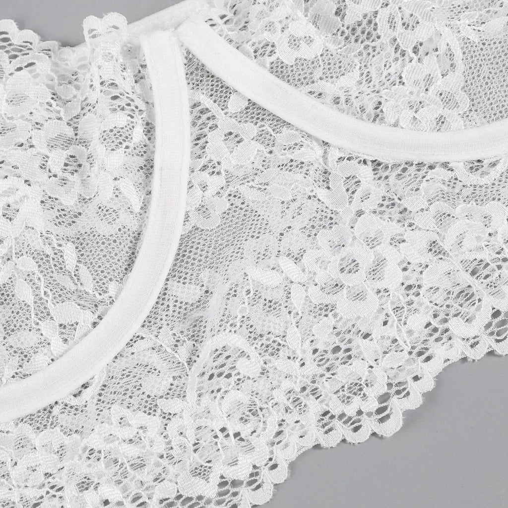 3PCS Lace See Through Bra Set Women Sexy Lingerie Underwear Halter Tops Bra and Panties Garter Intimate Sex Costumes