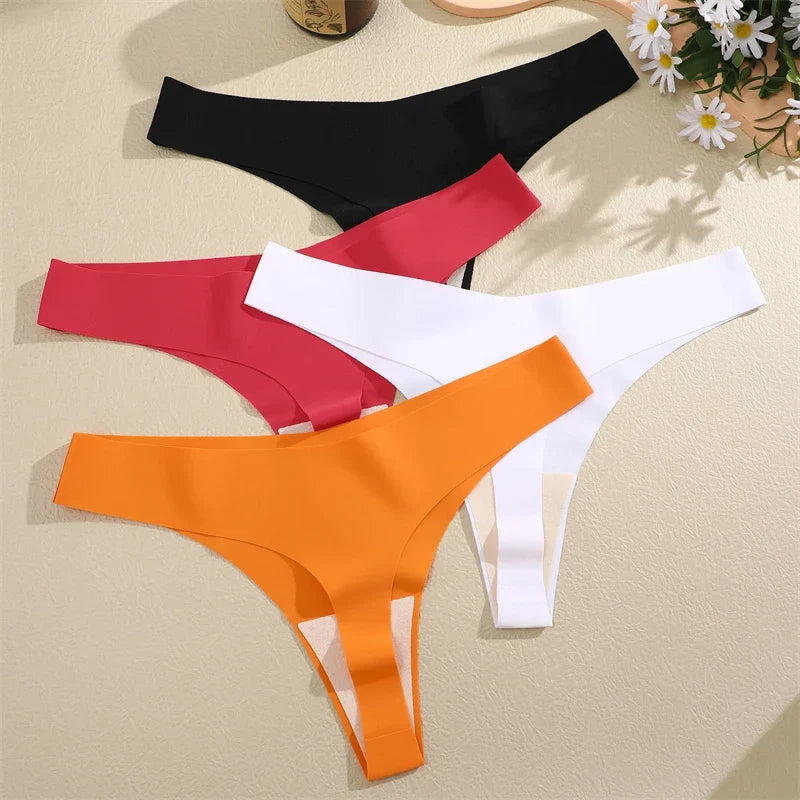 10PCS/Set Seamless Ice Silk Panties Women V-Waist Underwear Sexy Sports Briefs Panties Female Soft Ultra-thin Lingerie G-string