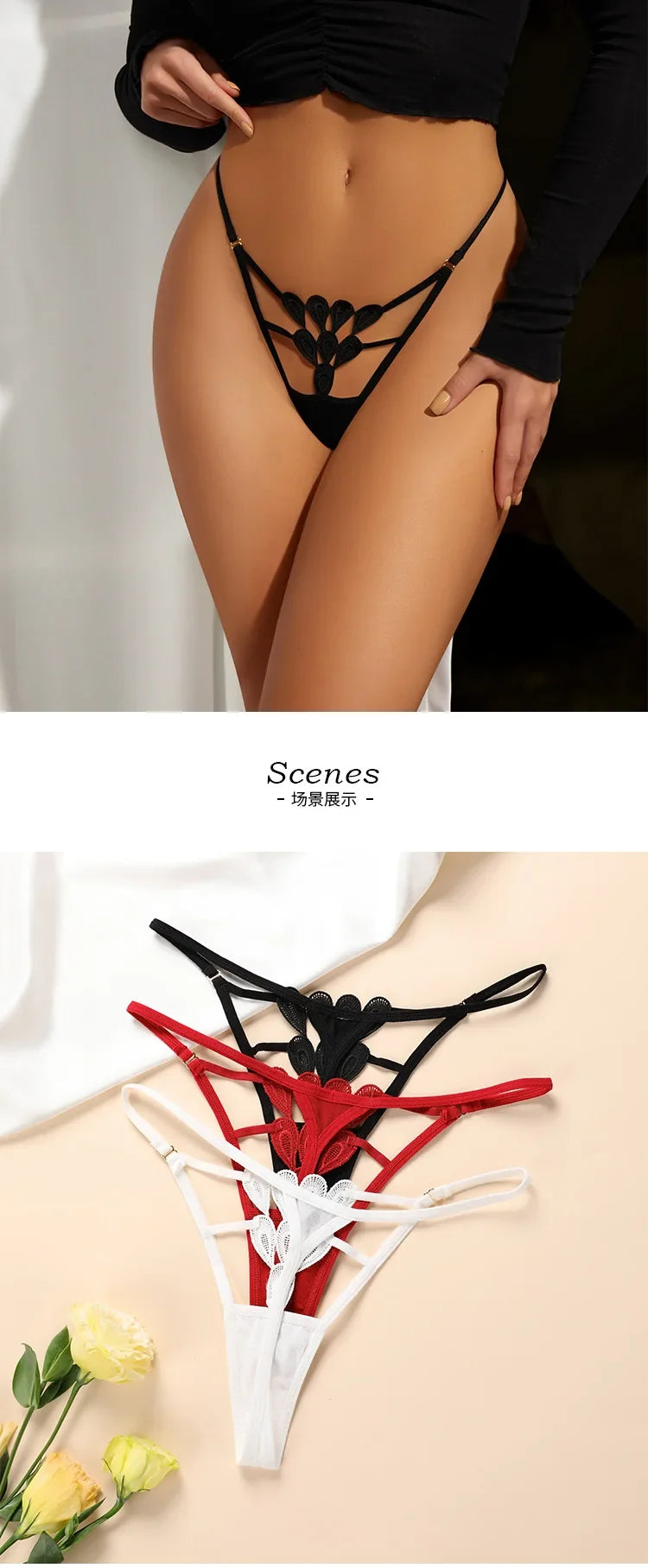 Sexy Thong Lace Panties Women Briefs Girls G String Hollow Out Transparent Underwear Female Thin Low Waist Lingerie Size S-XL