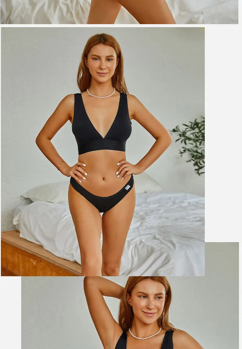 3PCS/Set Women Cotton Briefs Panties Ladies Sexy Solid Color Low Waist Underwear Female Soft Breathable Intimates Lingerie 2024