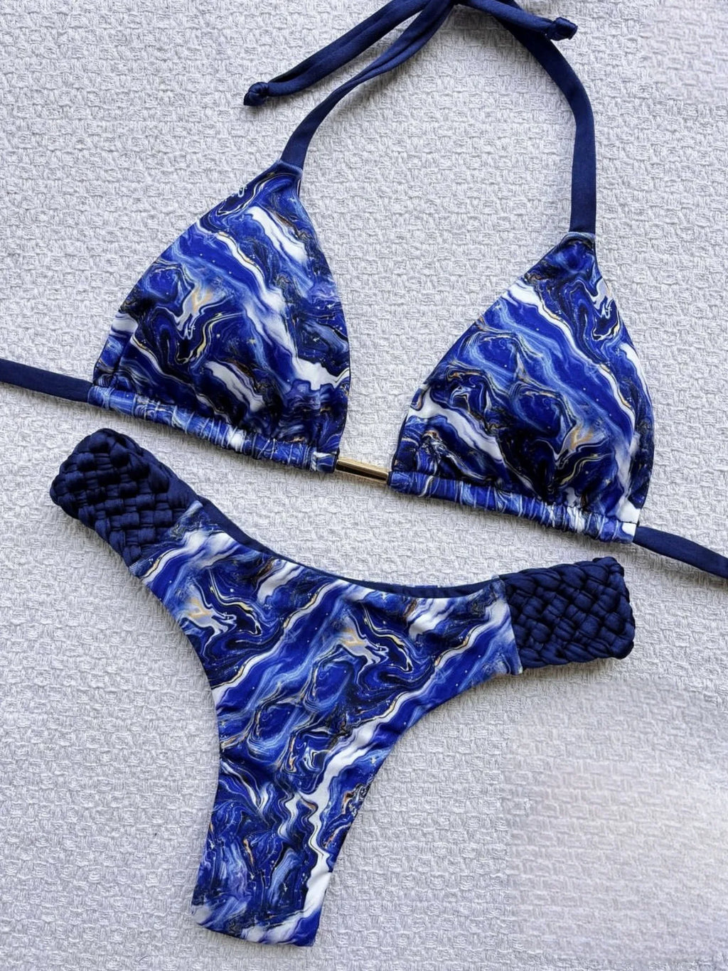 Sexy Vintage Print Bikini Set 2025 Women Orange Cut Out Weave Thong Swimsuit Bather Bathing Suit Two Piece Swimwear Biquini