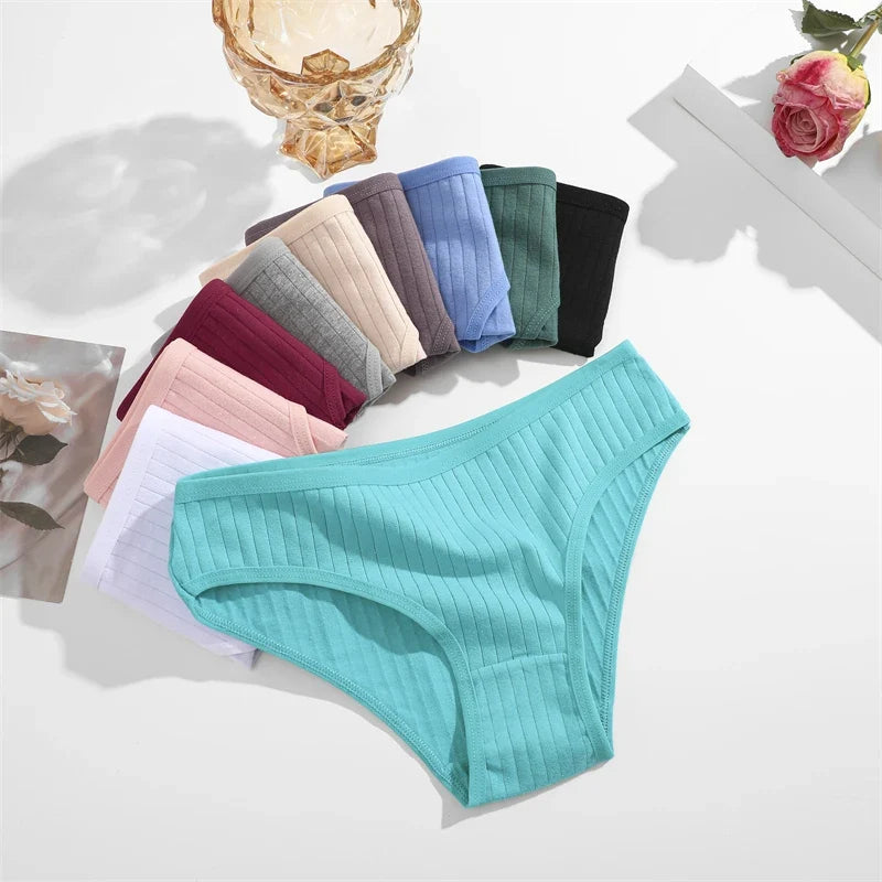 3PCS Women's Cotton Briefs Panties Female Sexy Low Waist Underwear M-XL Breathable Panty Girls Comfortable Intimates Lingerie