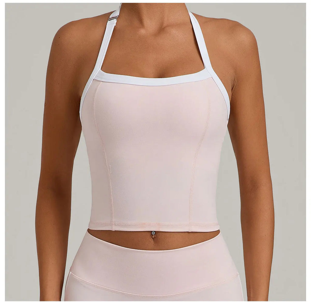 Hanging Neck Top Women Sports Bra Push Up Fitness Yoga Bra Color Blocked Underwear Gym Sport Tops Women Running Vest Bralette