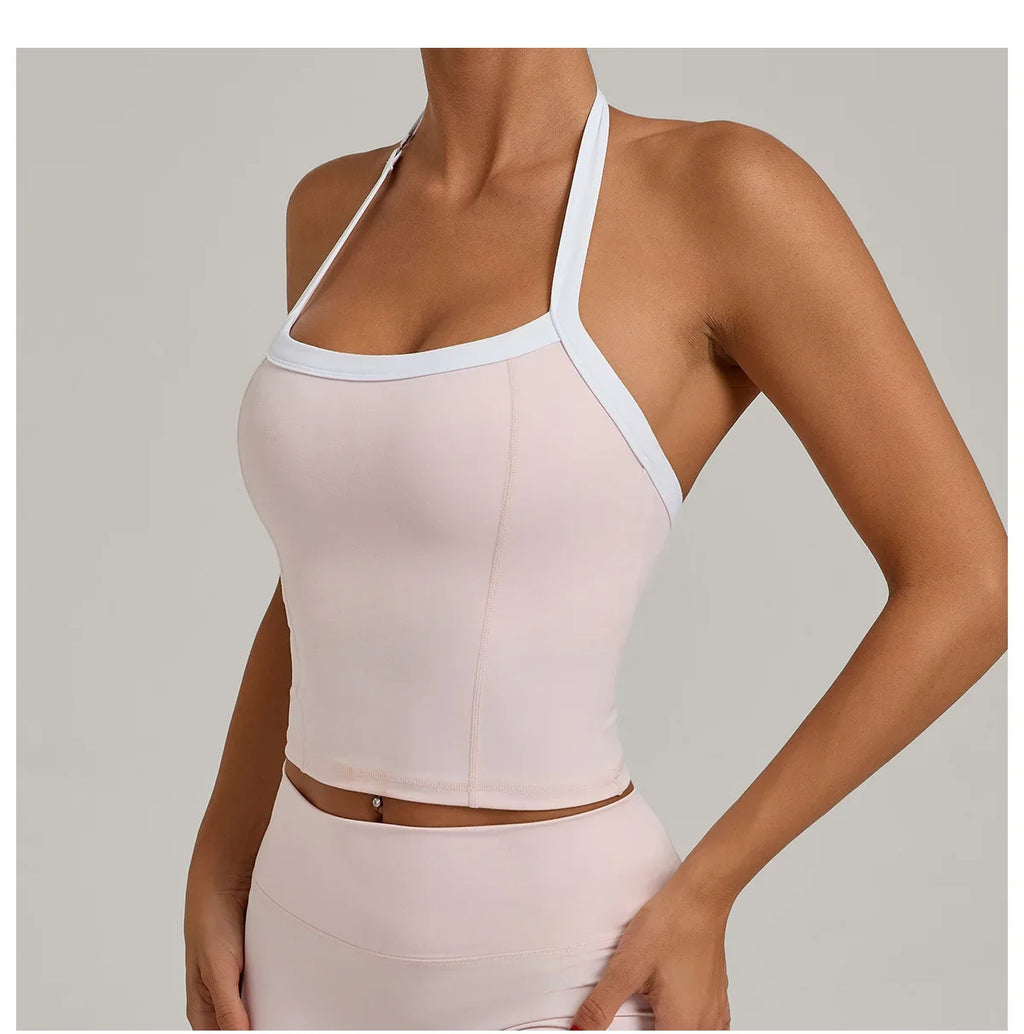 Hanging Neck Top Women Sports Bra Push Up Fitness Yoga Bra Color Blocked Underwear Gym Sport Tops Women Running Vest Bralette