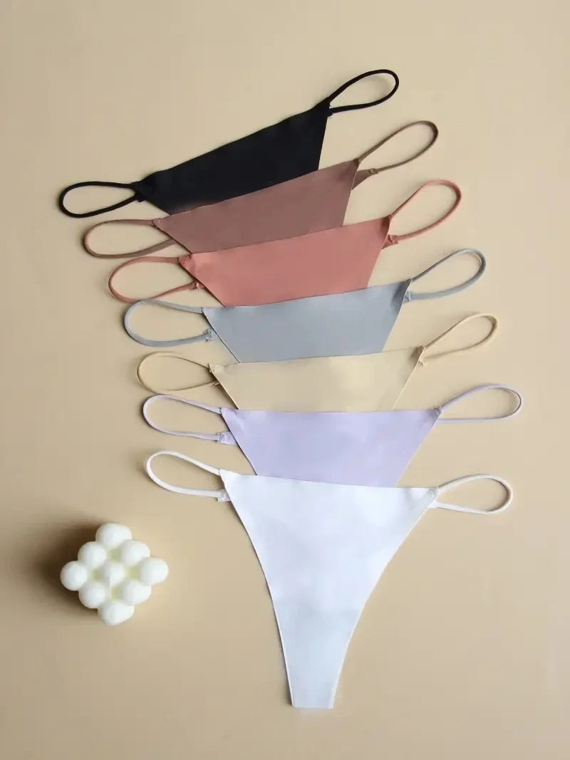 10Pcs/Set Seamless Thong Women Thin Strap Low Waist High Flexibility Panties Underwear Ladies Briefs T-back Comfortable Women