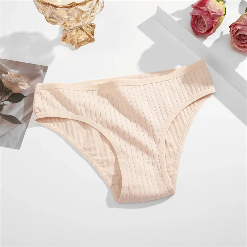 3PCS Women's Cotton Briefs Panties Female Sexy Low Waist Underwear M-XL Breathable Panty Girls Comfortable Intimates Lingerie