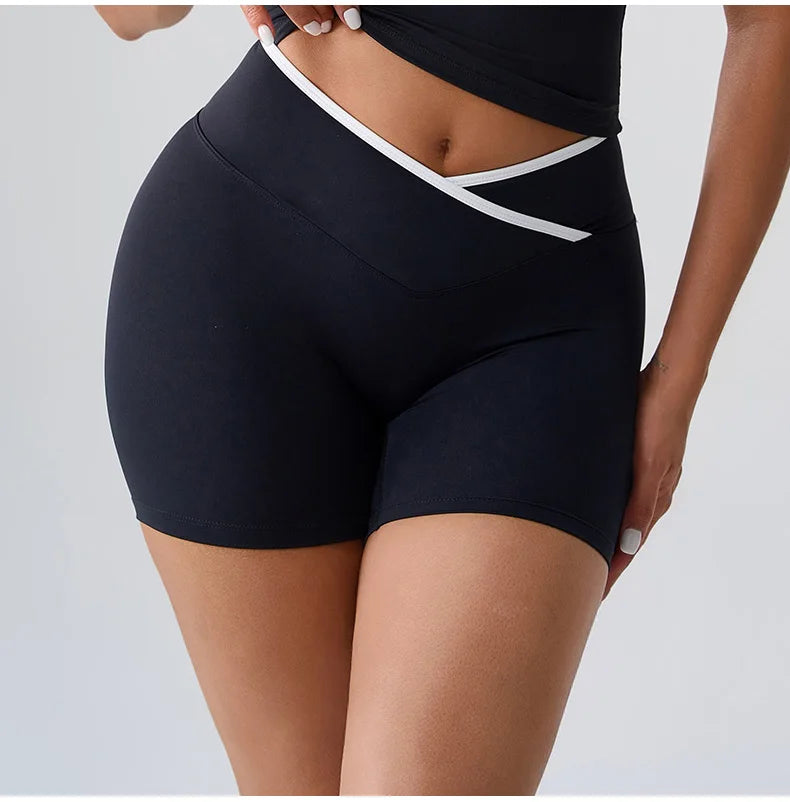 Sports Shorts Cross Waist Women Shorts Women Cycling Jogging Fitness High Waist Push Up Gym Shorts Leggings Women Yoga Clothing