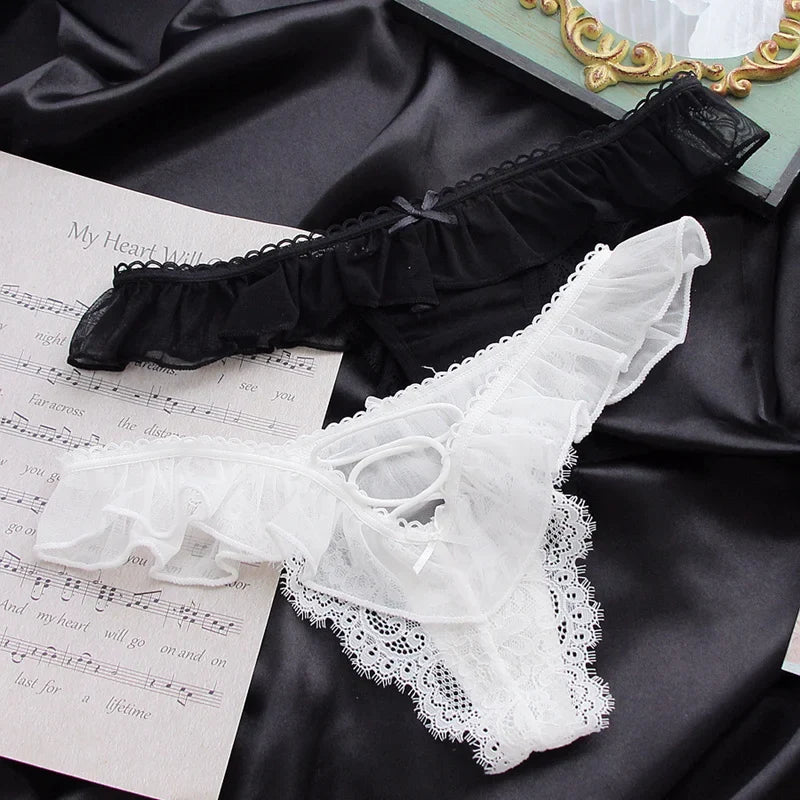 Girls G String Sexy Panties Women Underwear Lace Briefs Hollow Out Thong High Quality Transparent Underpants Lingerie Intimates