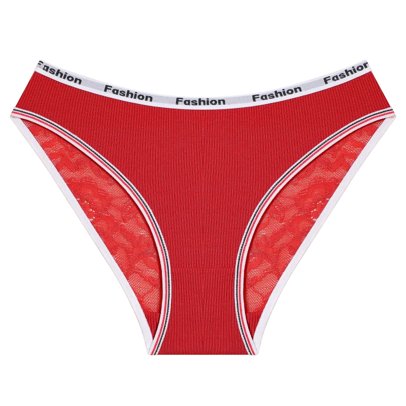 3Pcs/Set Women's Cotton Lace Panties V-Waist Sexy Sport Low Waist Briefs S-XL Comfortable Underwear Female Soft Color Underpants