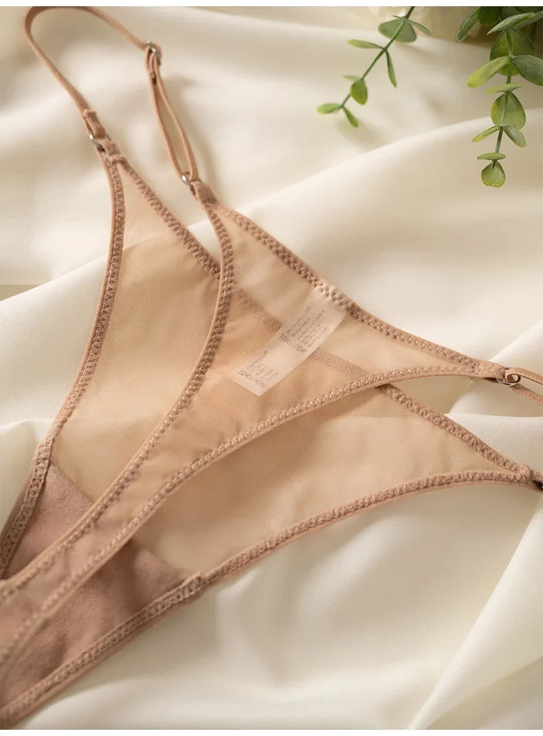 Lace Mesh Women Briefs Sexy Thong Transparent Panties Underwear Low Waist Girls G String Seamless Lingerie Fitness T Back
