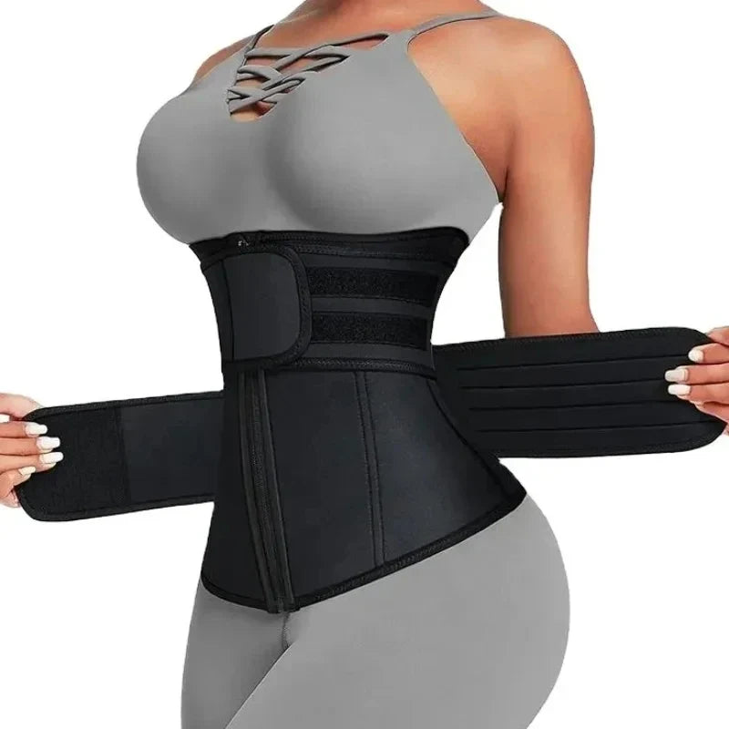 Women's Waist Trainer, Waist Tightening Bodywear Zipper Shapewear Belt, Slimming Fitness Black Shapewear