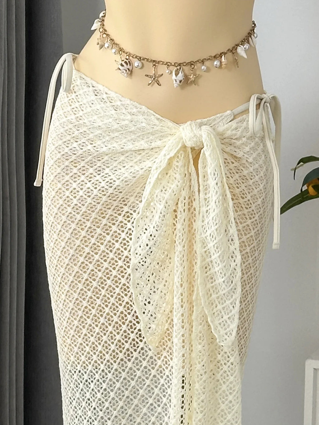 Vintage Beige Black Mesh Skirt 3 Piece Bikini Set 2026 Women Metal Chain Strap Push Up Bra Swimsuit Beach Bathing Suit Swimwear