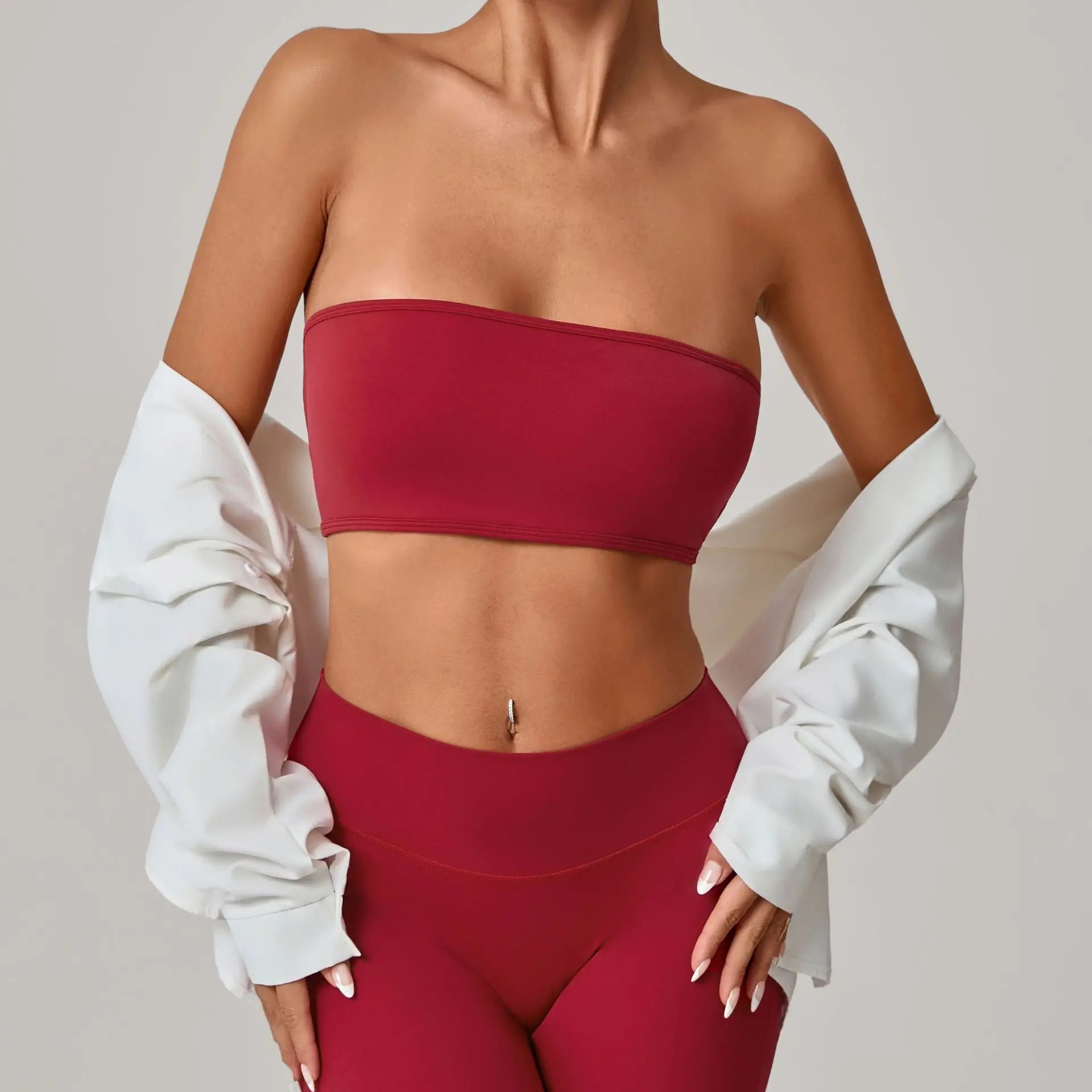 Women Strapless Sports Bra Gym Top Quick-Drying Yoga Clothes Women Tube Top Fitness Chest Wrap Underwear Workout Bra Female