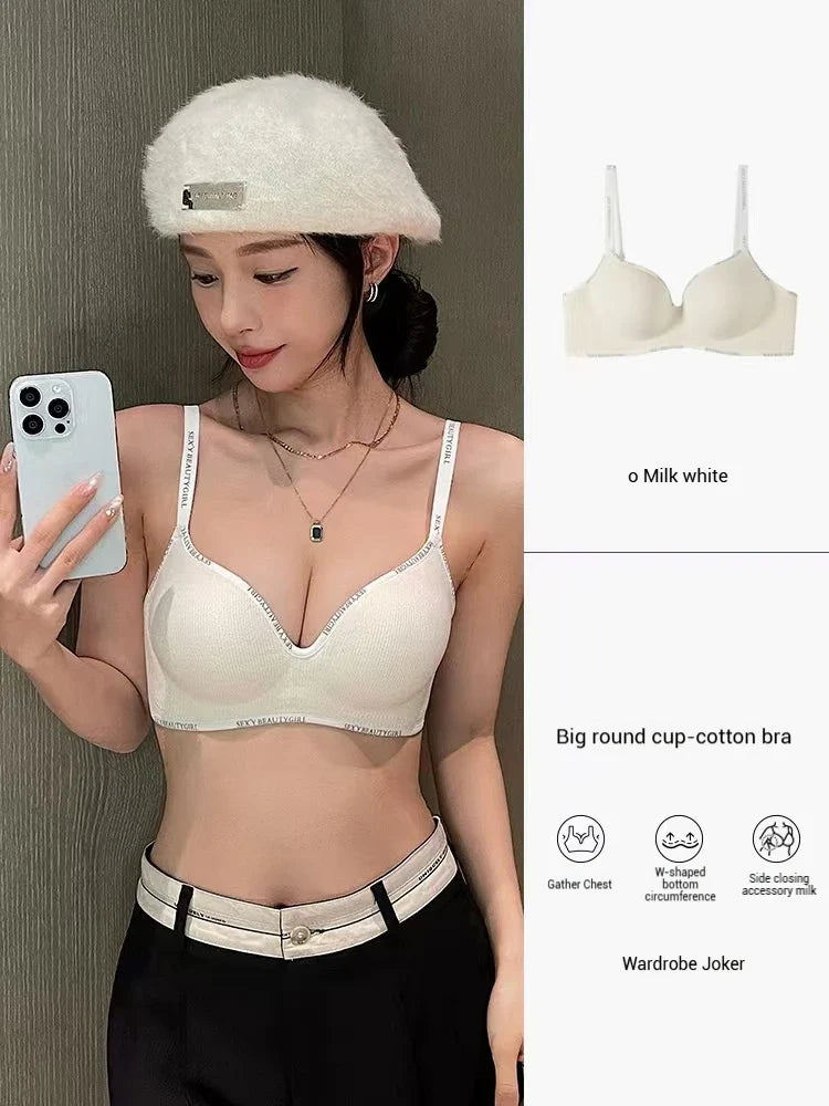 Deep V Knitting Bra Women's Underwear Small Chest Sexy Push Up Lingerie Seamless Bra for Women Bra Thick Bralette 32-38AB