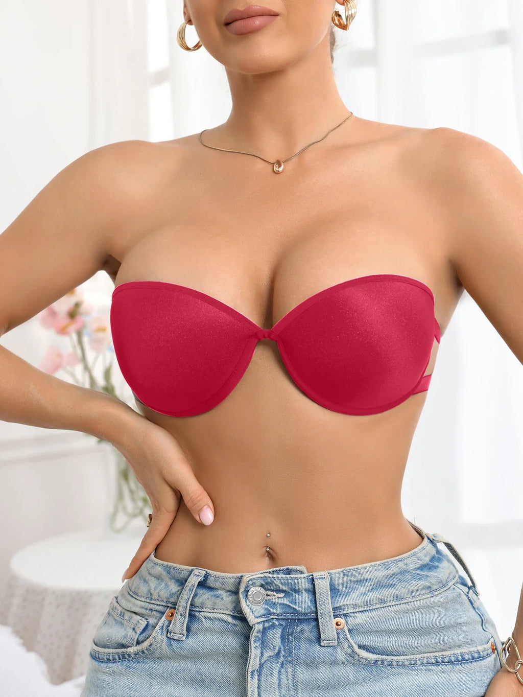 1Pcs XS-XXL Strapless Women's Bra Solid Basic Push-up Bra Thin Cup Breathable Underwire Seamless Bra