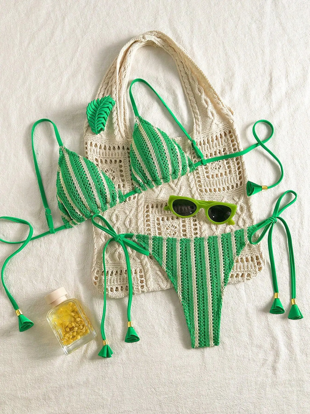 Sexy Orange Striped Bikini Set 2026 Women Halter Push Up Bra Tassel Bandage Thong Swimsuit Summer Holiday Bathing Suit Swimwear