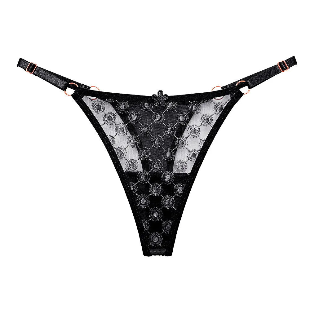 Thin Sexy Girls G String Thong Panties Women Briefs Flower Hollow Out Transparent Underwear Female Lingerie