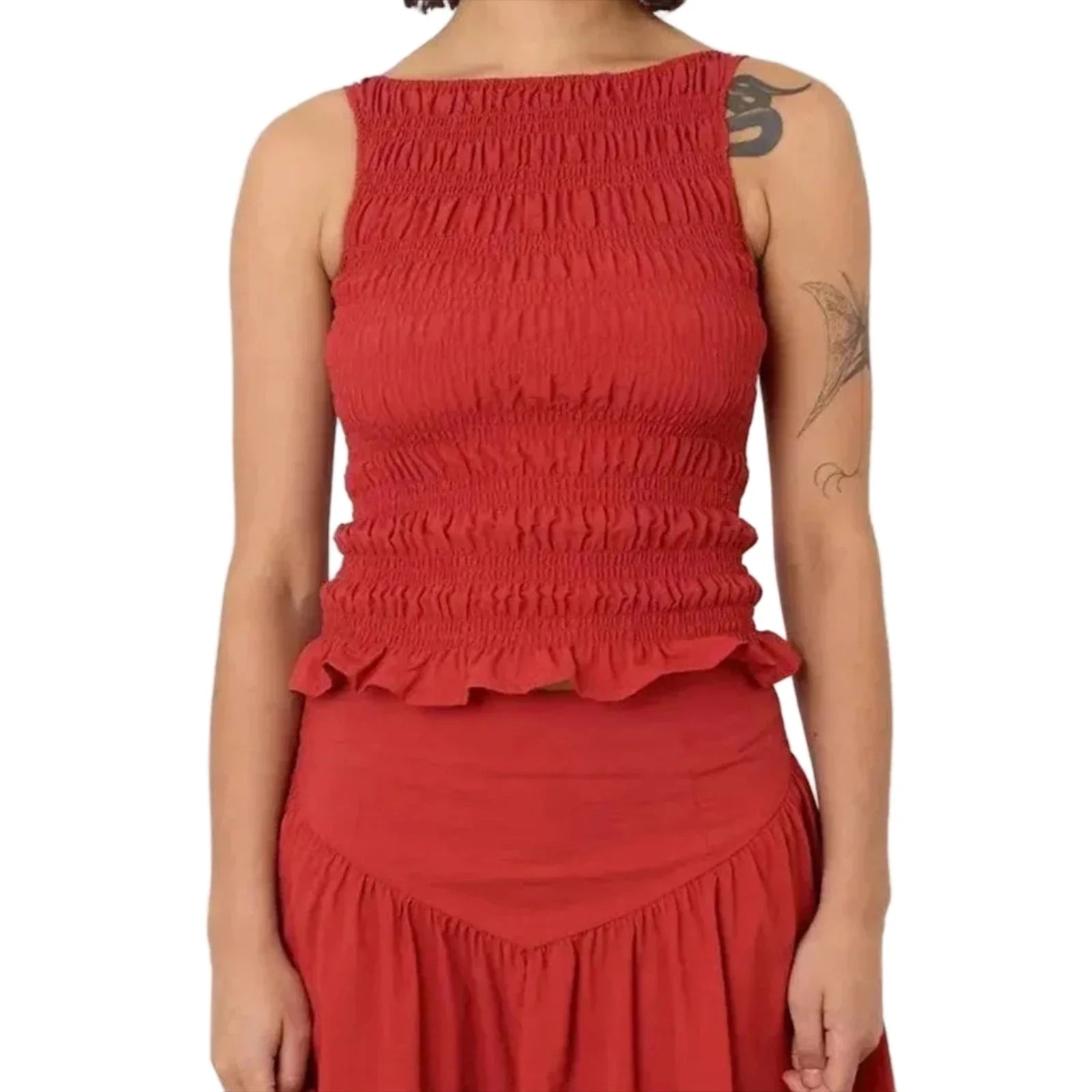 Women Tank Tops Solid Color Ruched Casual Vests Summer Fashion Sleeveless Tops Streetwear