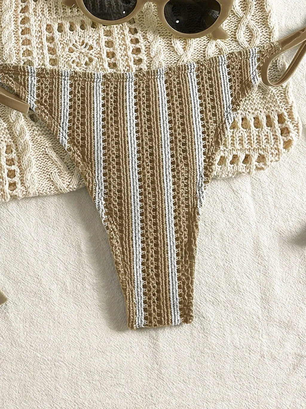 Sexy Orange Striped Bikini Set 2026 Women Halter Push Up Bra Tassel Bandage Thong Swimsuit Summer Holiday Bathing Suit Swimwear