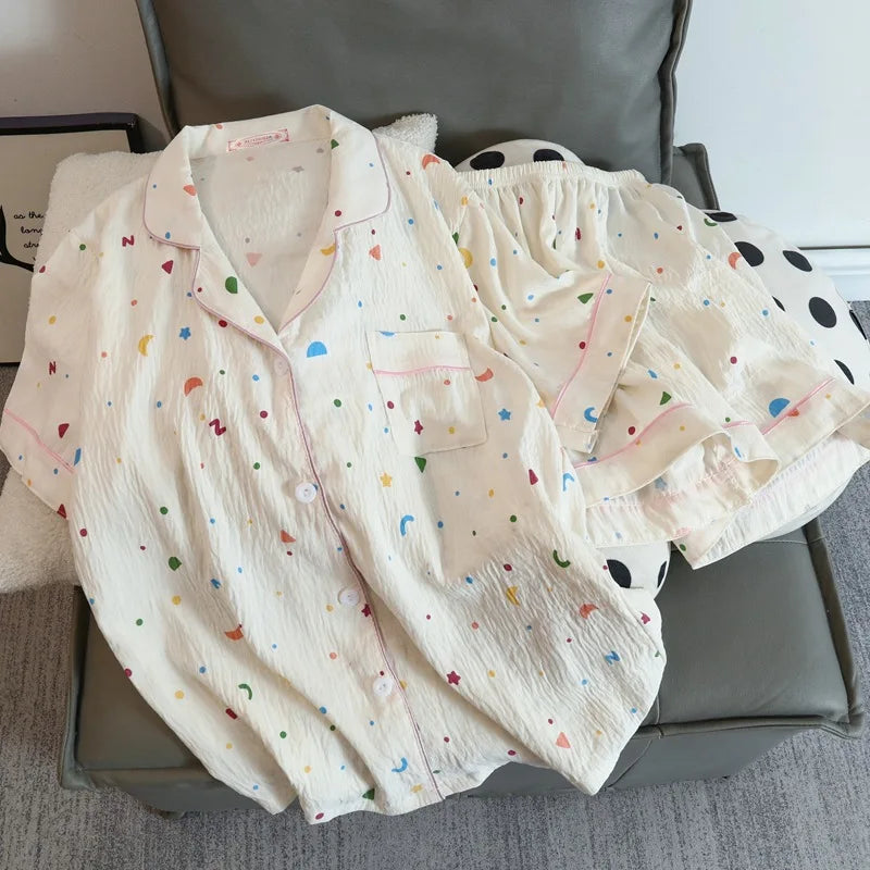 Thin Cotton Women's Short-sleeved Pajamas Set Summer Cute and Casual Sweet and Girly Thin Home Wear Set Sausage Dog Sleepwear