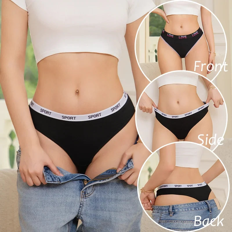 5Pcs/Set Women Thongs Cotton Panties Plus Zise Underwear Sexy G-String Low Waist Briefs Underpants Comfortable Lingerie S-XL