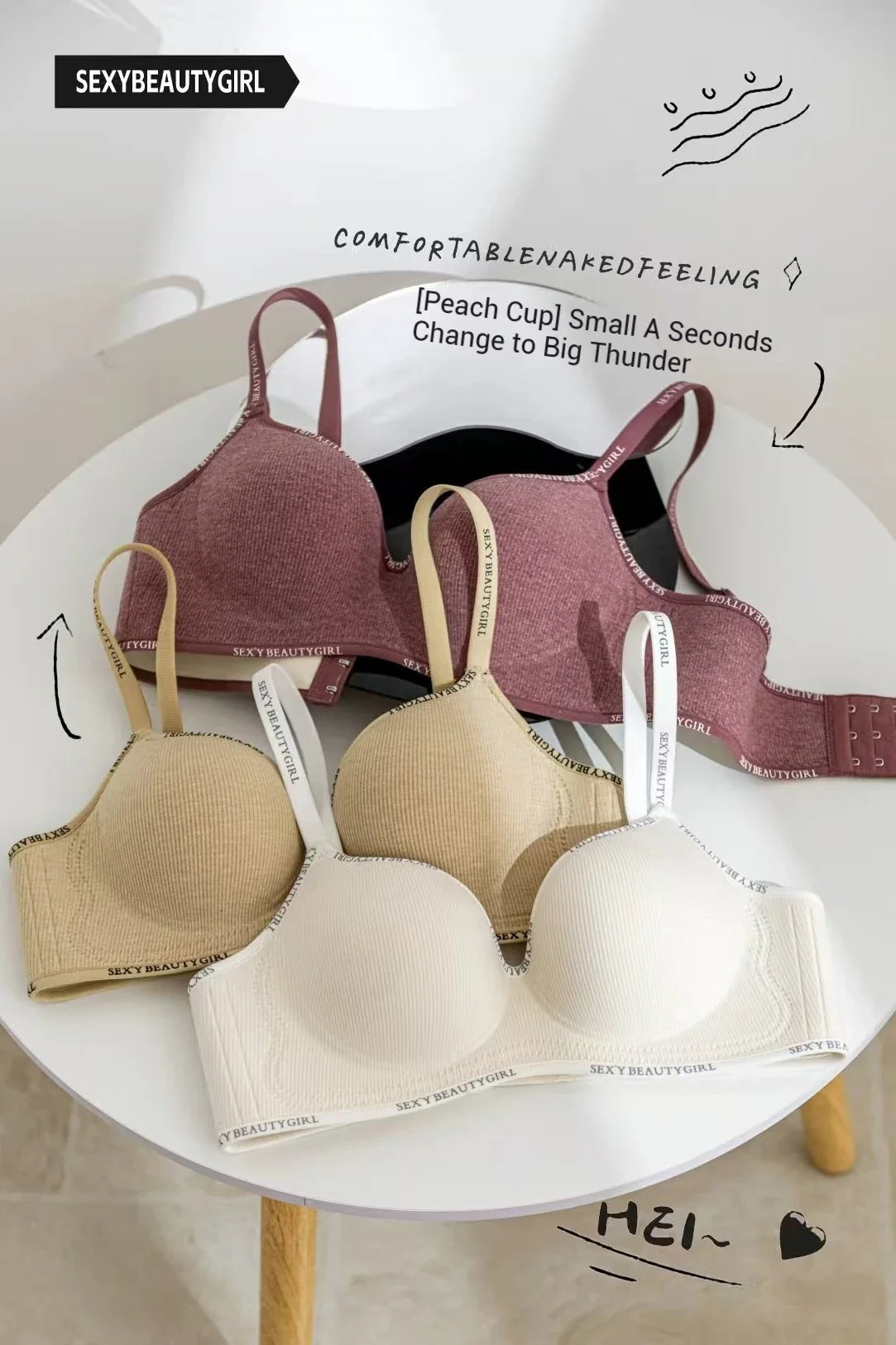 Deep V Knitting Bra Women's Underwear Small Chest Sexy Push Up Lingerie Seamless Bra for Women Bra Thick Bralette 32-38AB