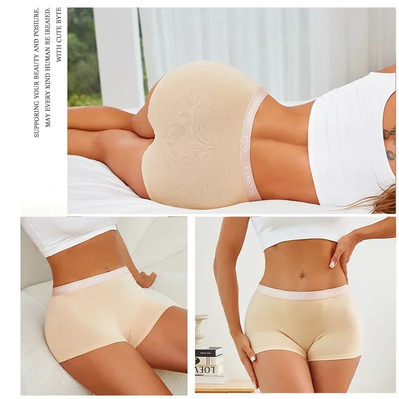 3Pcs Women's Cotton Boxers Panties Seamless Sports Underwear Female Solid Color Briefs Lingerie Intimate Underpant Finetoo S-XXL