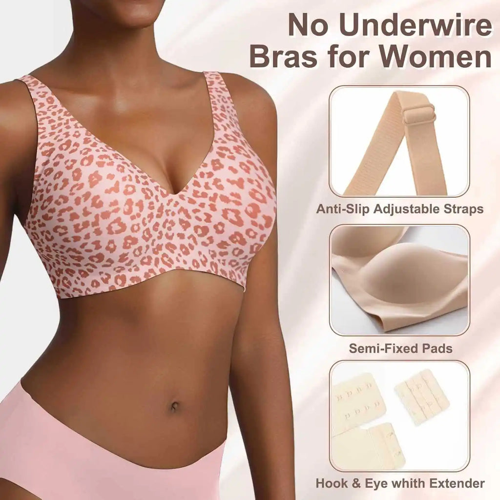 Custom made-2-Row Hook Leopard Print Bra Underwear