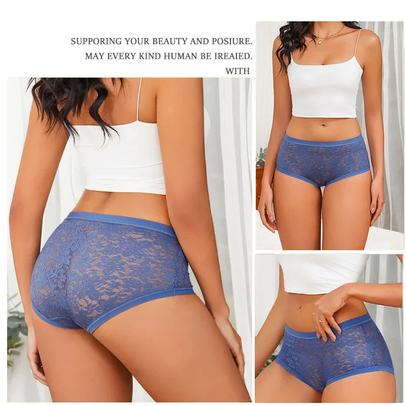 New Women Sexy Panties Hollow Out Lace Floral Ladies Briefs Low Waist Solid Comfortable Hot Sale Female Underpants S-XXL